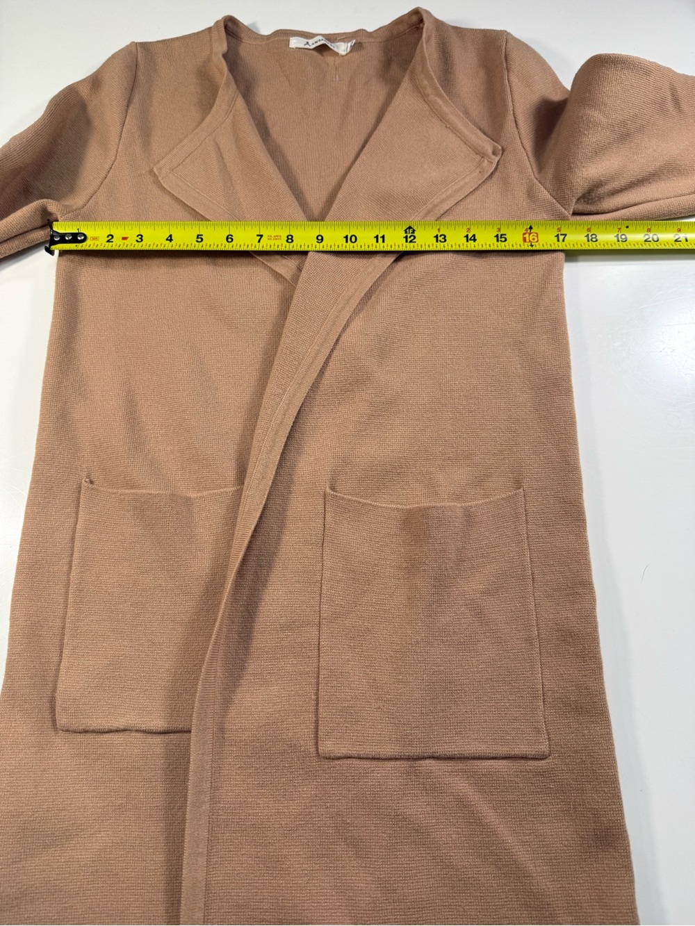 Lightweight Cream Open-Front Long Cardigan with Pockets NWOT - Picture 4 of 8
